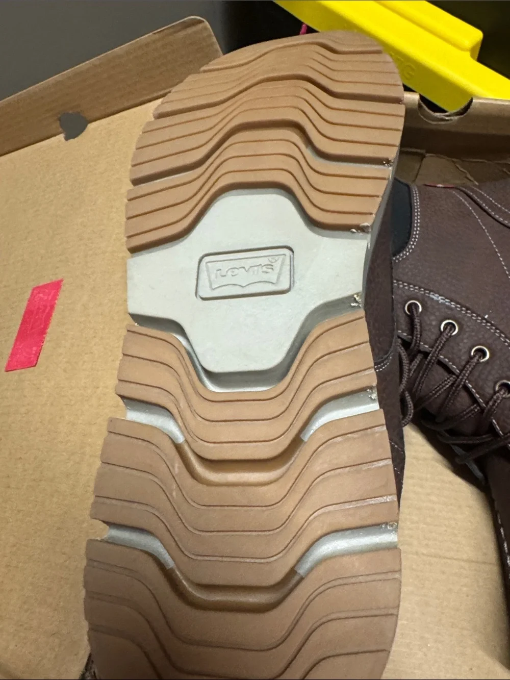 Men's Brown Leather Work Boots - Comfortable Lace-Up
